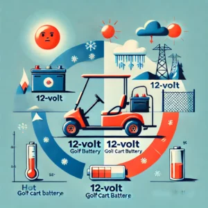 A visual comparison of how a 12-volt golf cart battery performs in hot and cold temperatures.