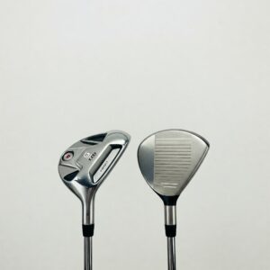 Visual comparison of a right-handed golf club next to womens left handed golf clubs.