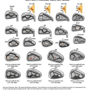 Illustration displaying the different loft angles of various youth left handed golf clubs irons.