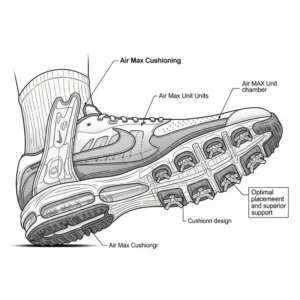 Diagram illustrating the advanced Air Max golf cushioning technology integrated into Nike golf shoes for superior comfort and support.