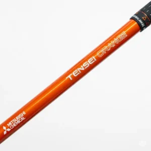 Side view of a vibrant orange Mitsubishi Chemical tensei golf shaft Orange, known for its counterbalanced design.