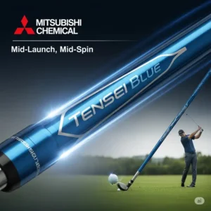An illustration of the blue Mitsubishi Chemical tensei golf shaft Blue, emphasizing its mid-launch, mid-spin performance.