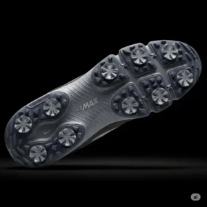 Detailed illustration of the innovative traction pattern and spikes on the sole of Air Max golf shoes, designed for enhanced grip.