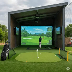Enjoy the benefits of an outdoor golf simulator: convenient practice and fun for all skill levels.