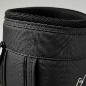 Detailed view of the durable, water-resistant material used in a high-quality golf shoe bag construction.