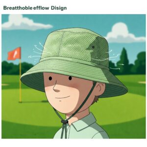 Illustration showcasing the breathable mesh design of a comfortable golf bucket hat.