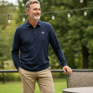 A versatile long sleeve golf shirts suitable for both golf and casual wear.