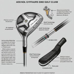 Diagram illustrating the advanced technology and features incorporated in Orlimar Golf Clubs.