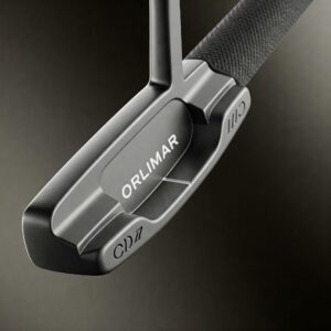 An Orlimar Golf Clubs putter with a focus on the grip and clubface, emphasizing precision.