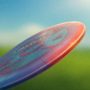 Close-up illustration of a prodigy disc golf driver, highlighting its aerodynamic design.