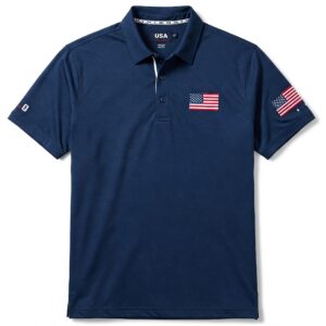 Front view of a stylish usa golf shirt.