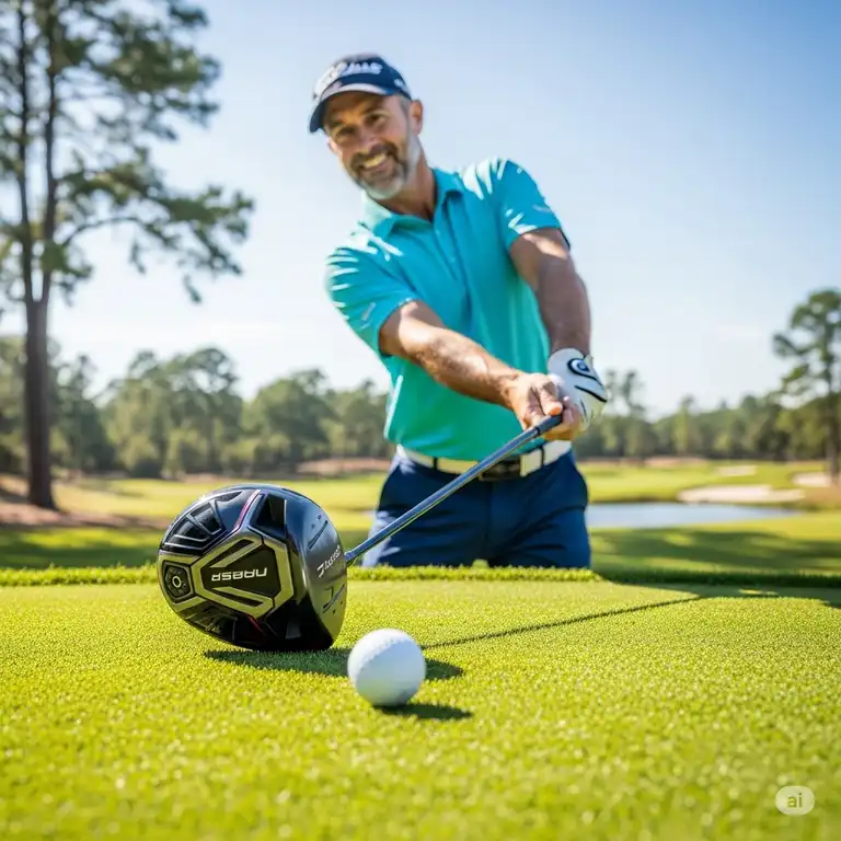 A golfer using one of the best golf drivers for high handicappers, demonstrating a powerful and controlled tee shot for improved distance and accuracy.