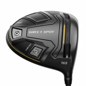 Close-up of a golf driver head, showcasing features that make it one of the best golf drivers for high handicappers, including a large sweet spot and perimeter weighting.