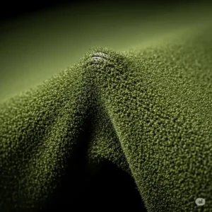 Close-up view of the fabric material in a golf simulator baffle exhibiting significant sagging.
