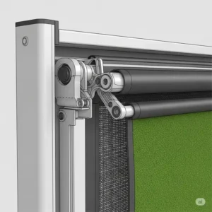 Close-up illustration of the smooth retraction mechanism of a durable retractable golf impact screen, highlighting its efficient operation.