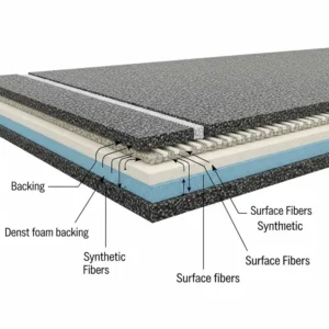 Cross-section view illustrating the multi-layer construction of a premium golf chipping mat for enhanced durability.