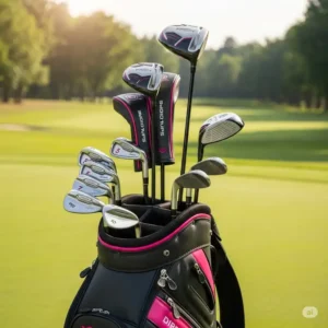A complete set of the best ladies golf clubs organized in a stylish golf bag, ready for the course.