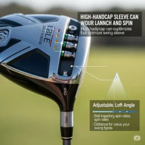 Detail shot of an adjustable hosel on a golf driver, demonstrating how high handicappers can customize settings for optimal launch and spin, a key feature of the best golf drivers for high handicappers.