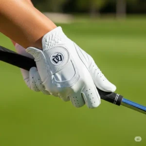 Close-up of a women's golf glove providing a comfortable grip on one of the best ladies golf clubs