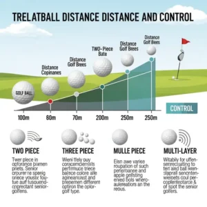 Infographic balancing golf ball distance versus control, guiding **best golf balls for seniors** to choose golf balls that offer both for optimal performance.