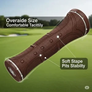 Close-up illustration of an oversized, comfortable golf grip, often preferred by seniors for better control and less hand strain, a feature of the **best golf club sets for seniors**.