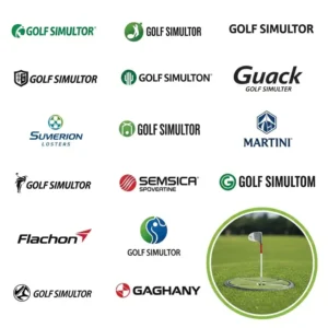 An advanced golf simulator setup in a commercial indoor training facility, representative of top rated golf simulators for serious practice.