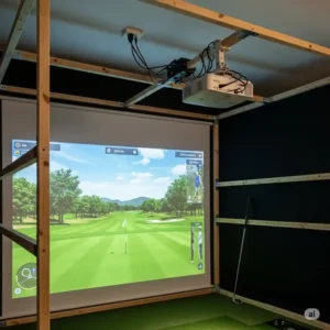 Mounting a projector for a DIY golf simulator enclosure overhead.
