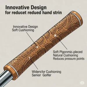 A close-up illustration of a golf iron grip designed for comfort and reduced hand strain, beneficial for best rated golf irons for seniors.