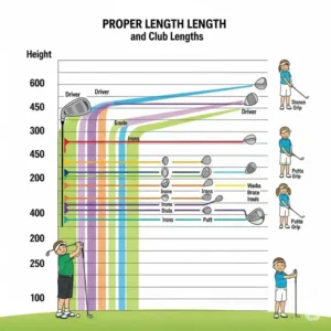 "Chart or graphic demonstrating how to select junior golf club length by height for young golfers."