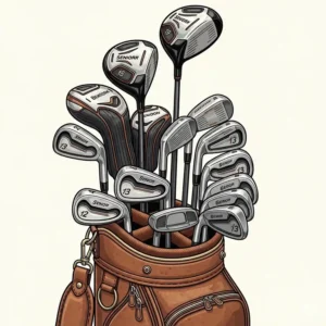 Illustration of a golf bag filled with a complete set of golf clubs specifically tailored for senior players, showcasing one of the **best golf club sets for seniors**.