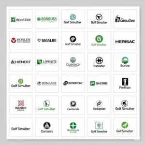 Logos representing some of the leading brands known for producing top rated golf simulators in the market.