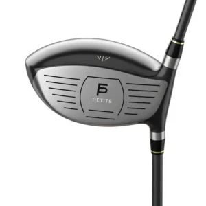 "Close-up of a lightweight driver from a set of ladies petite golf clubs, featuring a graphite shaft."