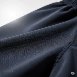 Close-up detail of the breathable, moisture-wicking fabric of high-performance boys golf shorts.