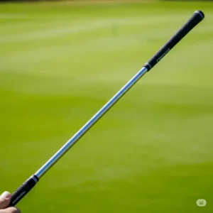 Close-up of an extended golf club shaft, highlighting the additional length crucial for a golf club set for tall man.