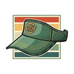 A stylized illustration of a retro golf visor, highlighting its iconic design and timeless appeal for vintage golf enthusiasts.