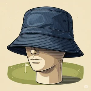 An illustration depicting an old-school golf bucket hat, emphasizing its comfortable fit and classic vintage look.