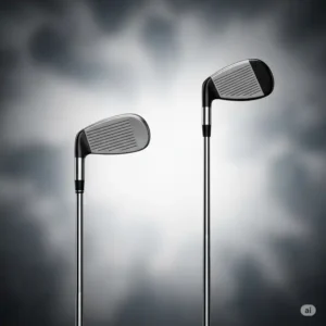 Visual comparison of a standard golf club next to a longer golf club from a golf club set for tall man, illustrating the length difference.