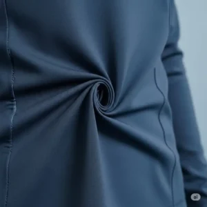Detail shot of stretch fabric on a womens golf jacket, highlighting flexibility for comfortable movement.