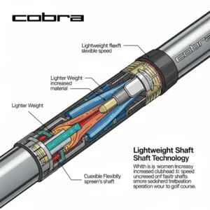 Visual representation of the lightweight and flexible shaft technology in Cobra ladies golf irons, optimizing swing speed for women.