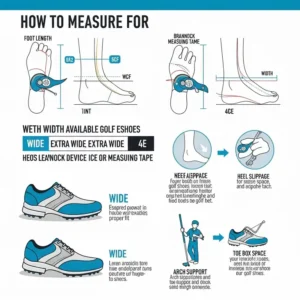 "Infographic demonstrating how to measure for mens wide golf shoes, ensuring a proper and comfortable fit for wider feet."
