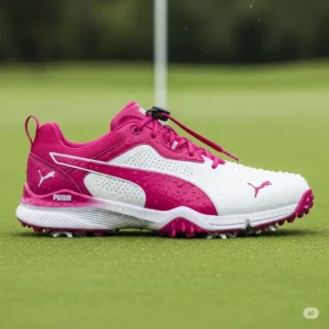 Waterproof Puma women's golf shoes, ensuring your feet stay dry and comfortable in damp conditions on the course.