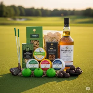 Delicious gourmet golf-themed food and drink, a delightful gift for the golfer who has everything.