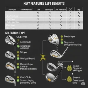 An informational graphic comparing key features and benefits of different mens lefty golf clubs, aiding in selection.