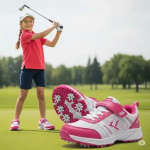 Affordable and durable girls golf shoes, ideal for beginners, offering excellent support and stability for learning the game.