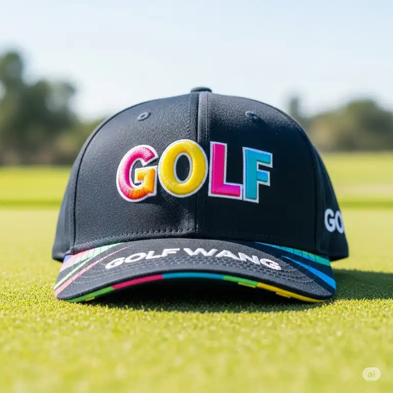 A vibrant, high-quality photo of the iconic Golf Wang golf hat, showcasing its unique design and bold colors.