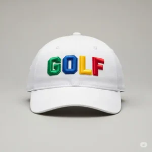 Front view of the Golf Wang golf hat, highlighting the embroidered Golf logo and overall shape.