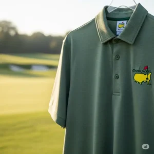A high-quality masters tournament golf shirts with the iconic Green Jacket logo embroidered on the chest.