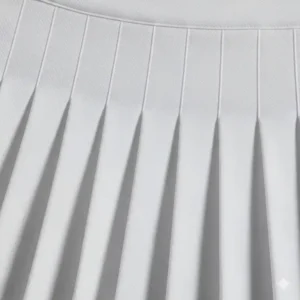 A detailed shot of the moisture-wicking fabric of a high-performance white golf skirt. The material is designed for comfort and breathability during a game.