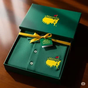A masters tournament golf shirts neatly packaged in an official gift box, great for any golf enthusiast.