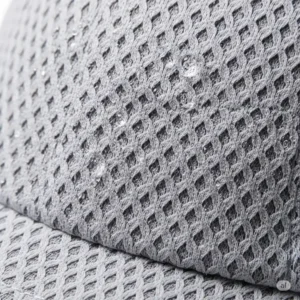 A magnified image of the cooling golf hat's fabric, highlighting its moisture-wicking properties.